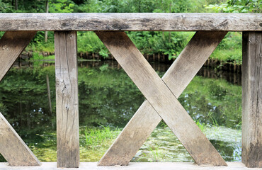 wooden fence in front of the pool, Bokrijk, Genk, Belgium