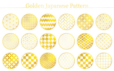 Japanese material, 18 Japanese patterns in gold (with Japanese textures)
