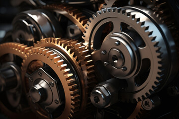 Engine gears close up.generative ai

