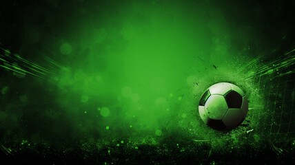 Fototapeta premium Soccer ball on green background with lights. 