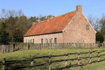 Fototapeta na wymiar historical brick farmhouse, Bokrijk, Genk, Belgium