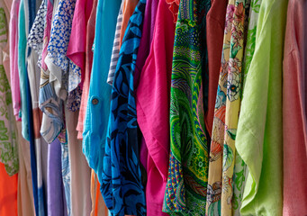 Colorful clothes for sale in the market