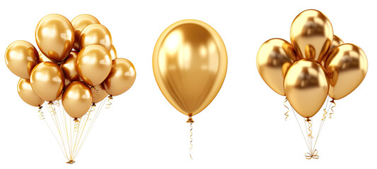 Gold Foil Balloons Clipart. Generative AI	