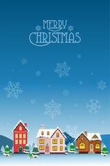 Happy New Year and Merry Christmas winter old town street. Xmas town city panorama greeting card