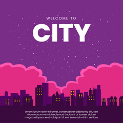 Naklejka premium City Background With Sky and Star