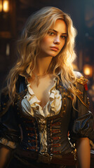 Pirate woman with long blond hair
