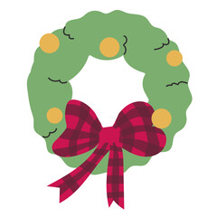 Christmas wreath flat illustration