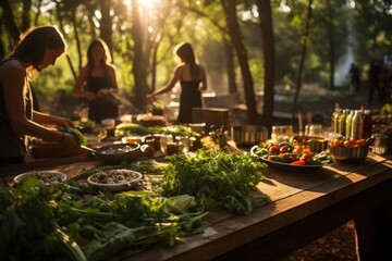 Cooking Class Set In A Picturesque Garden, Generative AI