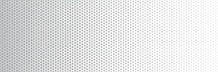 Gray polygon halftone dots effect. Horizontal halftone effect.