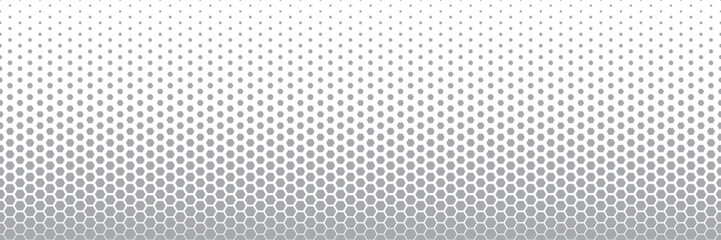 Gray polygon halftone dots effect. Vertical halftone effect.