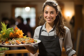 Student Proudly Presenting A Beautiful Dish, Generative AI