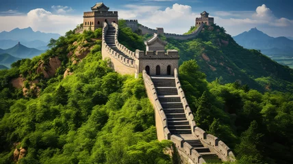 Abwaschbare Fototapete Chinesische Mauer Guardian Serenity: The Timeless Great Wall of China.generativeAI