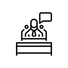 Black line icon for speeches