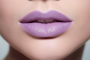 Obraz premium Woman's lips with pastel violet lipstick