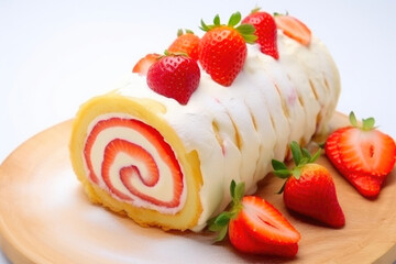 Delicious Strawberry Roll Cake Close-up