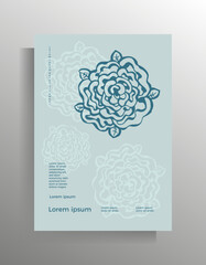 Cover design for book, magazine, booklet, flyer, poster, brochure, invitation. Vector template with decorative floral graphic hand drawn element.