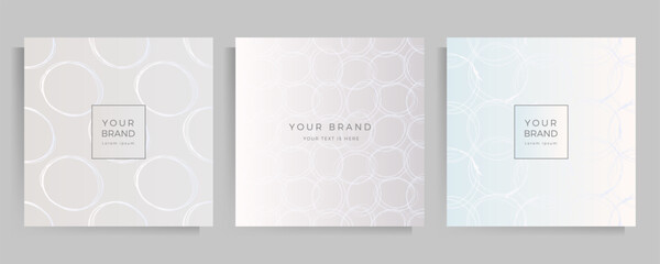 Abstract elegant background in pastel gray color. Cover design for menu, catalogue, booklet, portfolio, folder. Set of square format vector templates.