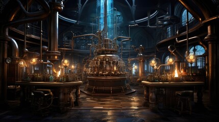 cosmic alchemist's laboratory with vibrant planetary potions