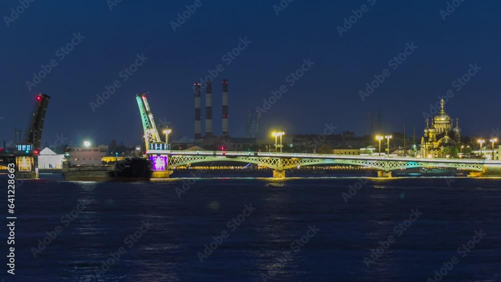 Wall mural embracing the white nights: timelapse of the blagoveshchensky (annunciation) bridge opened in st. pe