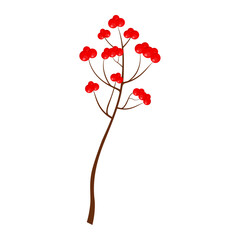 Illustration of red berries isolated on white background. Berries in autumn or fall. Editable vector