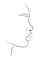 Portrait along the lines. Abstract artistic drawing of a female face line.