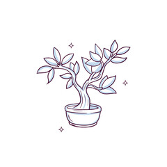 Hand drawn bonsai tree. Doodle Sketch Vector Illustration