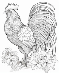 Fototapeta na wymiar Rooster coloring book
