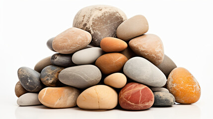 Fototapeta na wymiar Decorative rocks pile isolated on white background