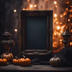 autumn  frame with pumpkin