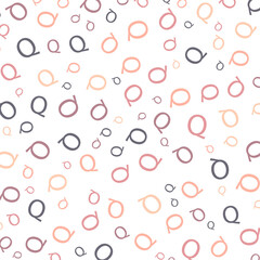 Seamless abstract Q letter vector geometric pattern. Colorful letters on white background. Random order. Gift wrapping paper, fabric, poster. Bed linen and interior. School and learning theme.