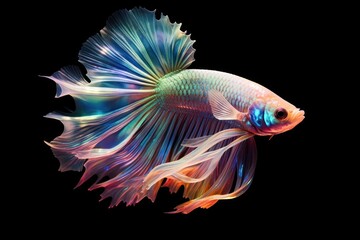 An iridescent Crystal betta fish Generative AI.