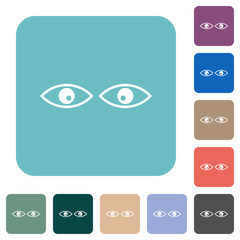 Watching eyes outline rounded square flat icons