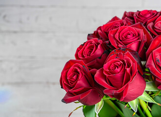 valentine day rose bouquet vase with white background