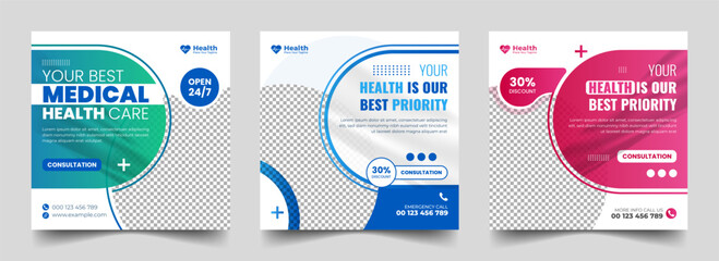 Medical social media post Layout | Healthcare service poster design | Editable vector