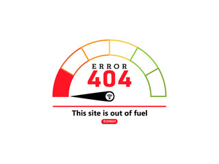 Error 404 abstract design with fuel meter vector illustration. Webpage internet security warning to use in programming, web development, webpage error, error 404 projects.
