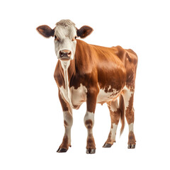 Portrait of a brown cow isolated on white cutout