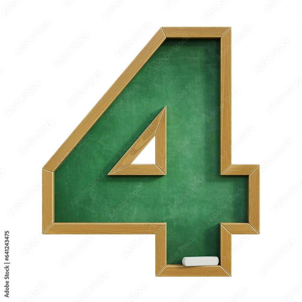 Aufkleber chalkboarf font 3d rendering number 4