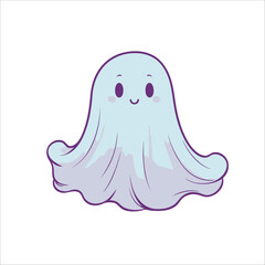 Cute kawaii ghost character vector illustration