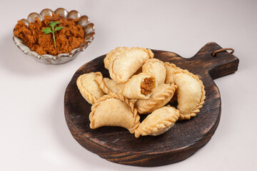 Pastel Kering Abon. Fried Pastel Cookies Filled With Beef Floss.