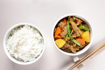 Nikujaga is Japanese Meat and Potato Stew, Served With Rice. One Of The Most Iconic Home Cooked Dish in Japan.