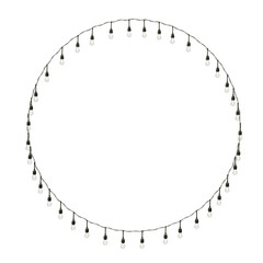 Fototapeta premium Isolated round garland on a transparent background. Shining yellow light bulbs with sparkles. Suitable for Xmas, New Year, wedding, or birthday decorations. Perfect for party event decor. PNG