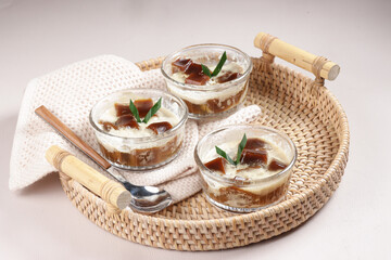 Chinese New Year Cake or Nian Gao Steamed with Coconut Milk. 