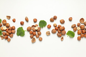 Healthy food and healthy nutrition concept, nuts - hazelnut