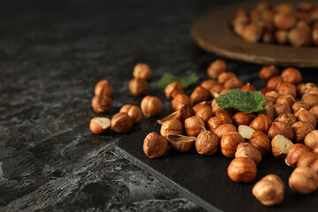 Healthy food and healthy nutrition concept, nuts - hazelnut