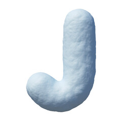 Snow font 3d rendering letter J