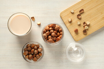 Healthy food and healthy nutrition concept, nuts - hazelnut