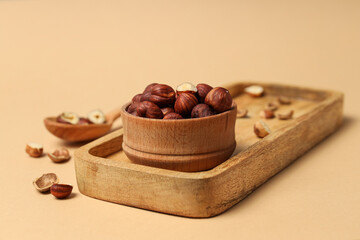 Healthy food and healthy nutrition concept, nuts - hazelnut