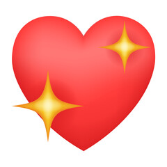Red Sparkling Heart Emoji isolated on white background. Emoticons symbol modern, simple, vector, printed on paper. icon for website design, mobile app, and UI. Vector Illustration