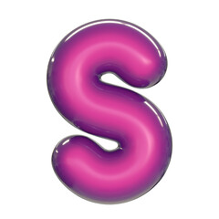 Round pink glossy font 3d rendering letter S
