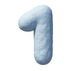 Snow font 3d rendering number 1